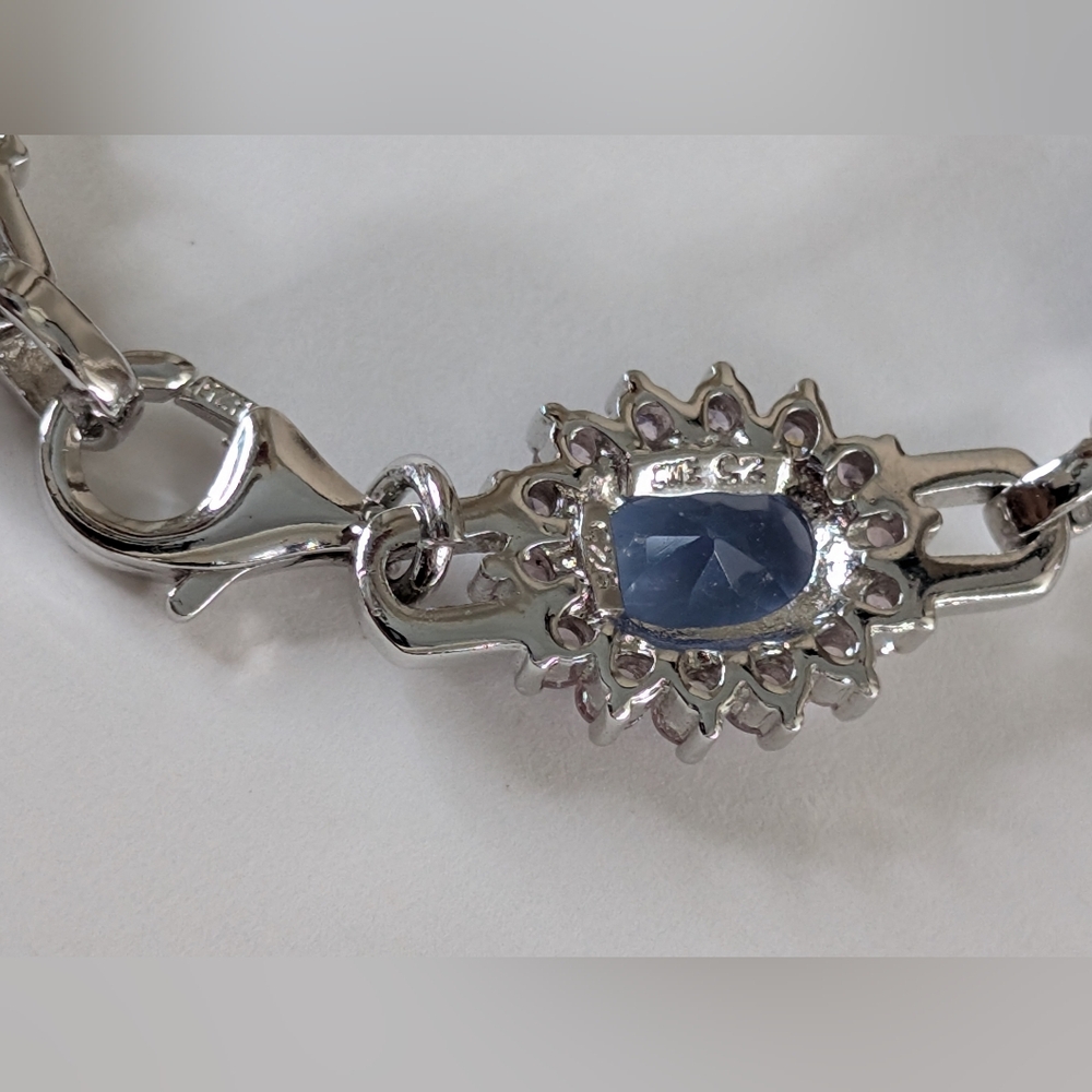 Charles Winston CWE Sterling Silver Rhodium Multi-Gemstone Halo Panel Bracelet 7 - Picture 7 of 8